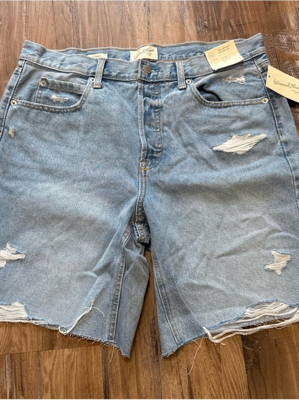 Light Blue Distressed Denim Shorts - Universal Thread